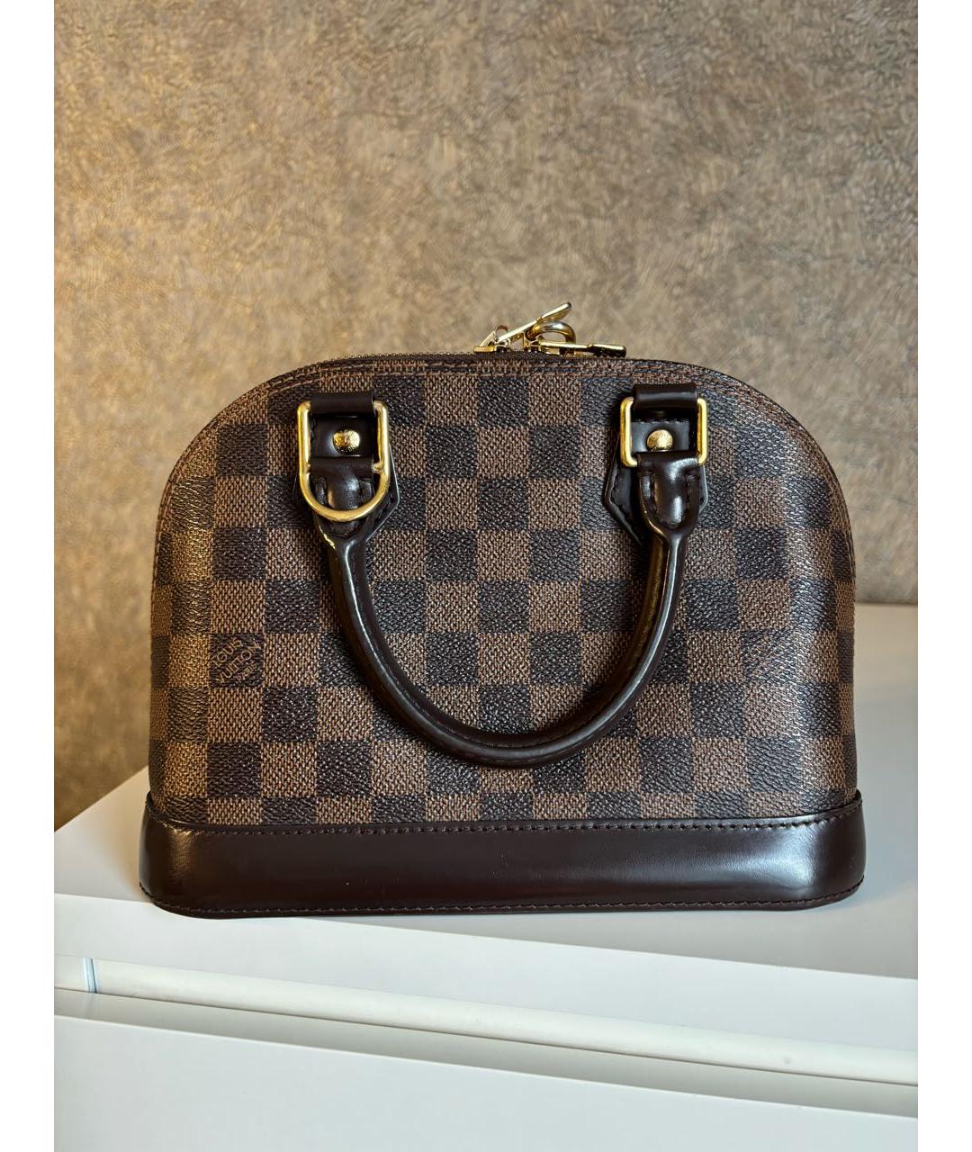 LOUIS VUITTON Коричневая сумка с короткими ручками из искусственной кожи, фото 6