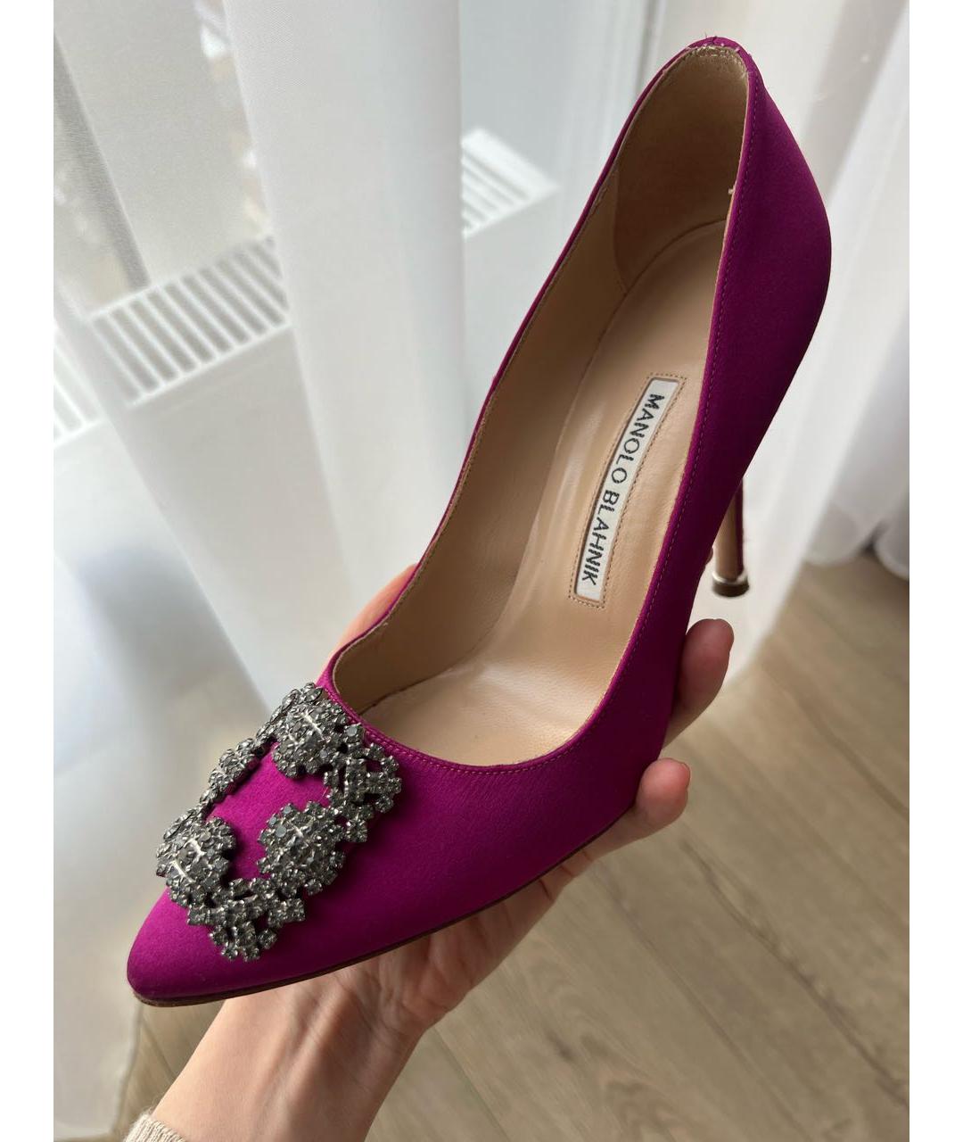 MANOLO BLAHNIK Фуксия текстильные туфли, фото 6