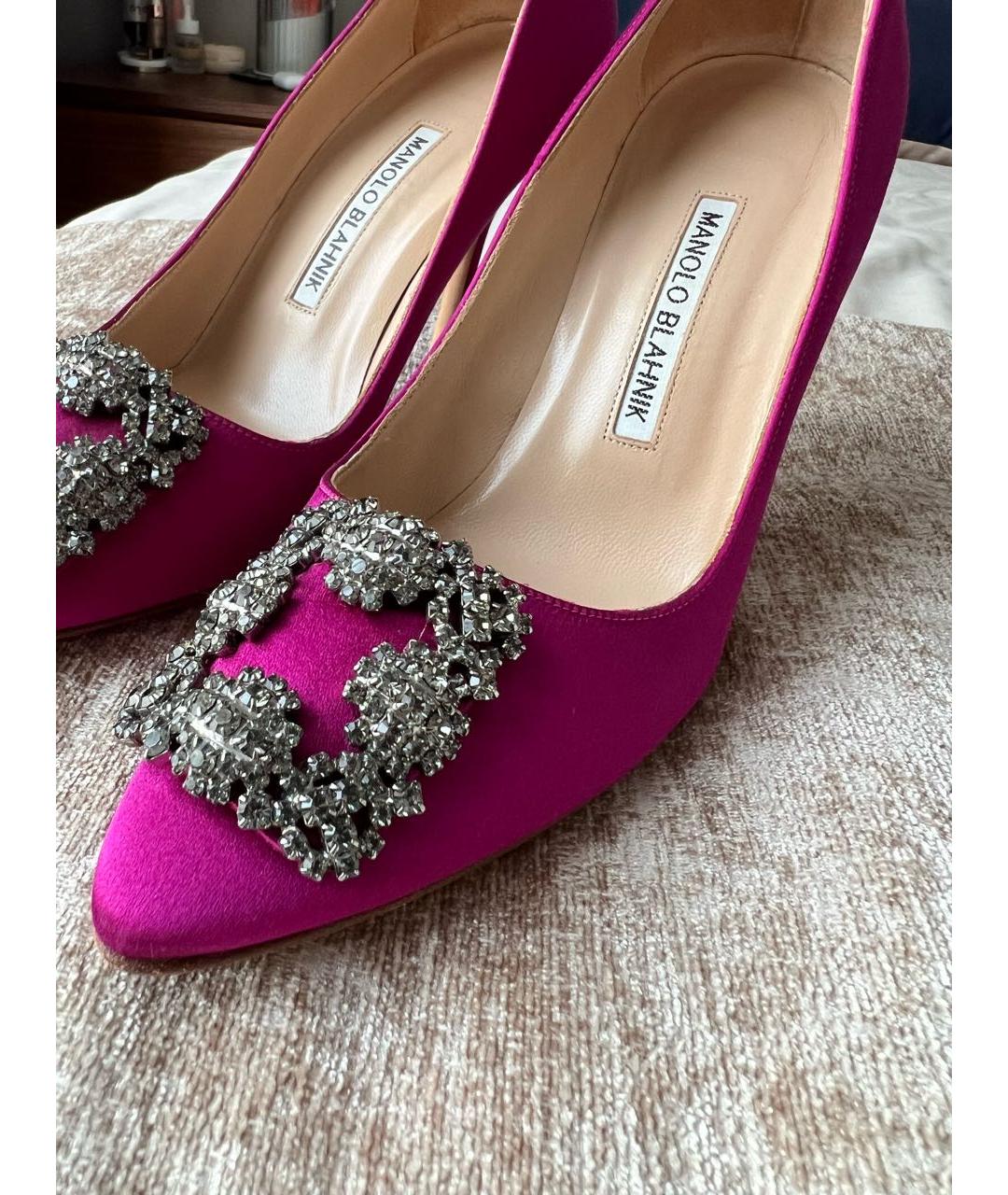 MANOLO BLAHNIK Фуксия текстильные туфли, фото 5