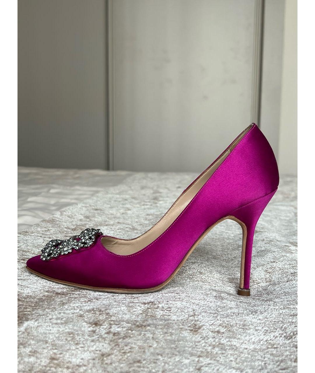 MANOLO BLAHNIK Фуксия текстильные туфли, фото 7