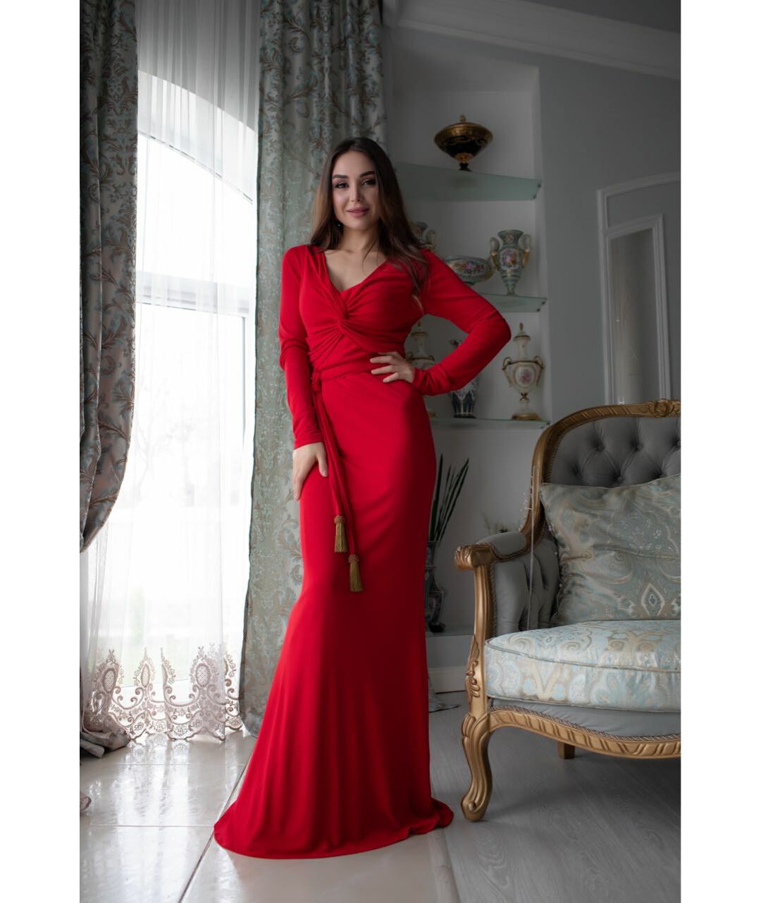 BADGLEY MISCHKA Красное вечернее платье, фото 3