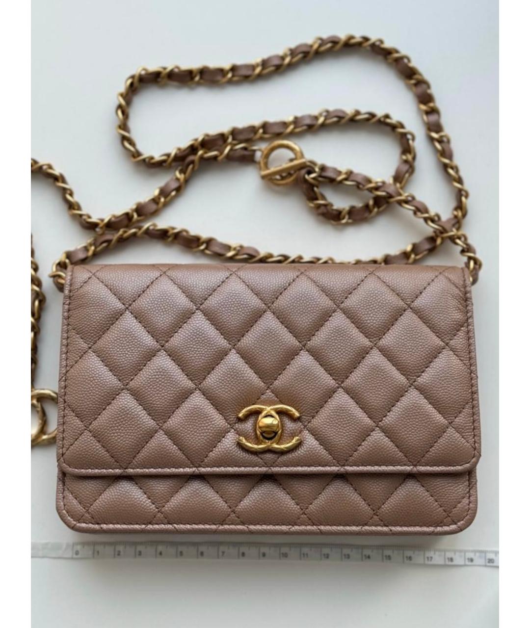 CHANEL Бежевая кожаная сумка через плечо, фото 2