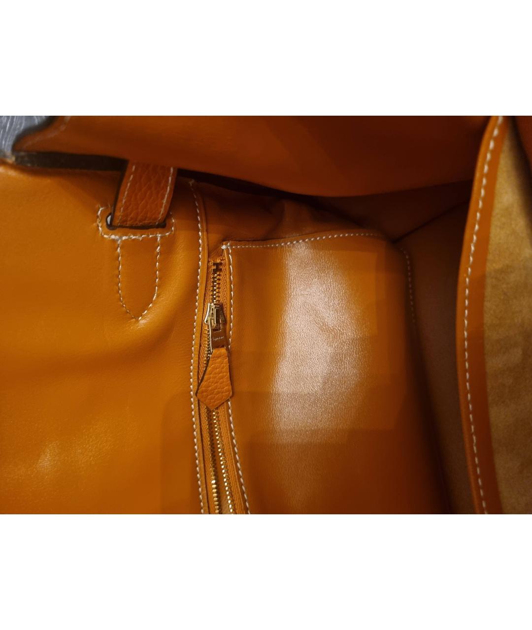HERMES Оранжевая кожаная сумка тоут, фото 7