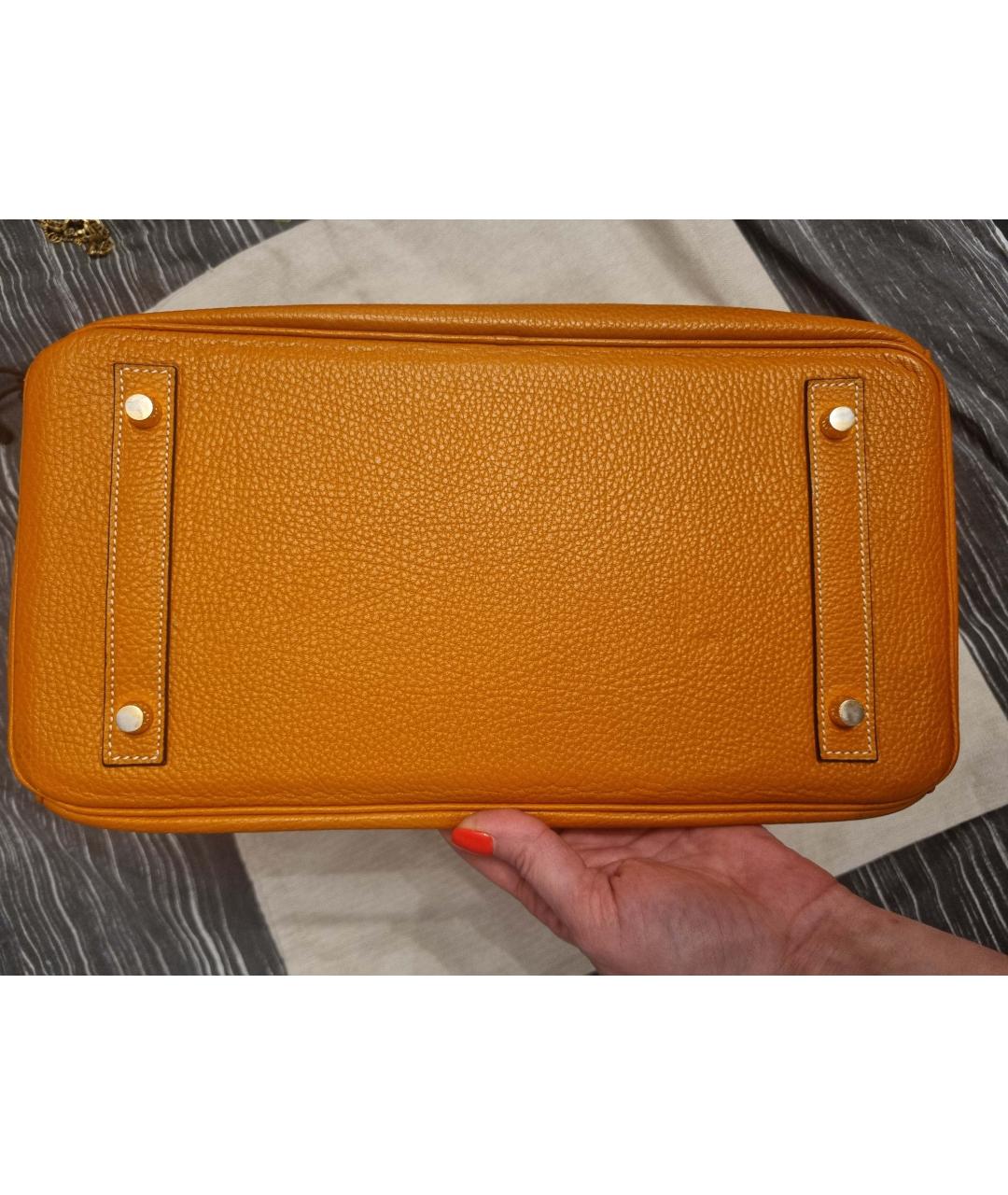 HERMES Оранжевая кожаная сумка тоут, фото 5