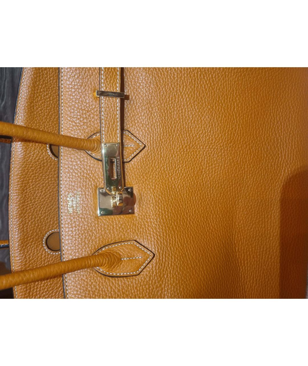 HERMES Оранжевая кожаная сумка тоут, фото 6