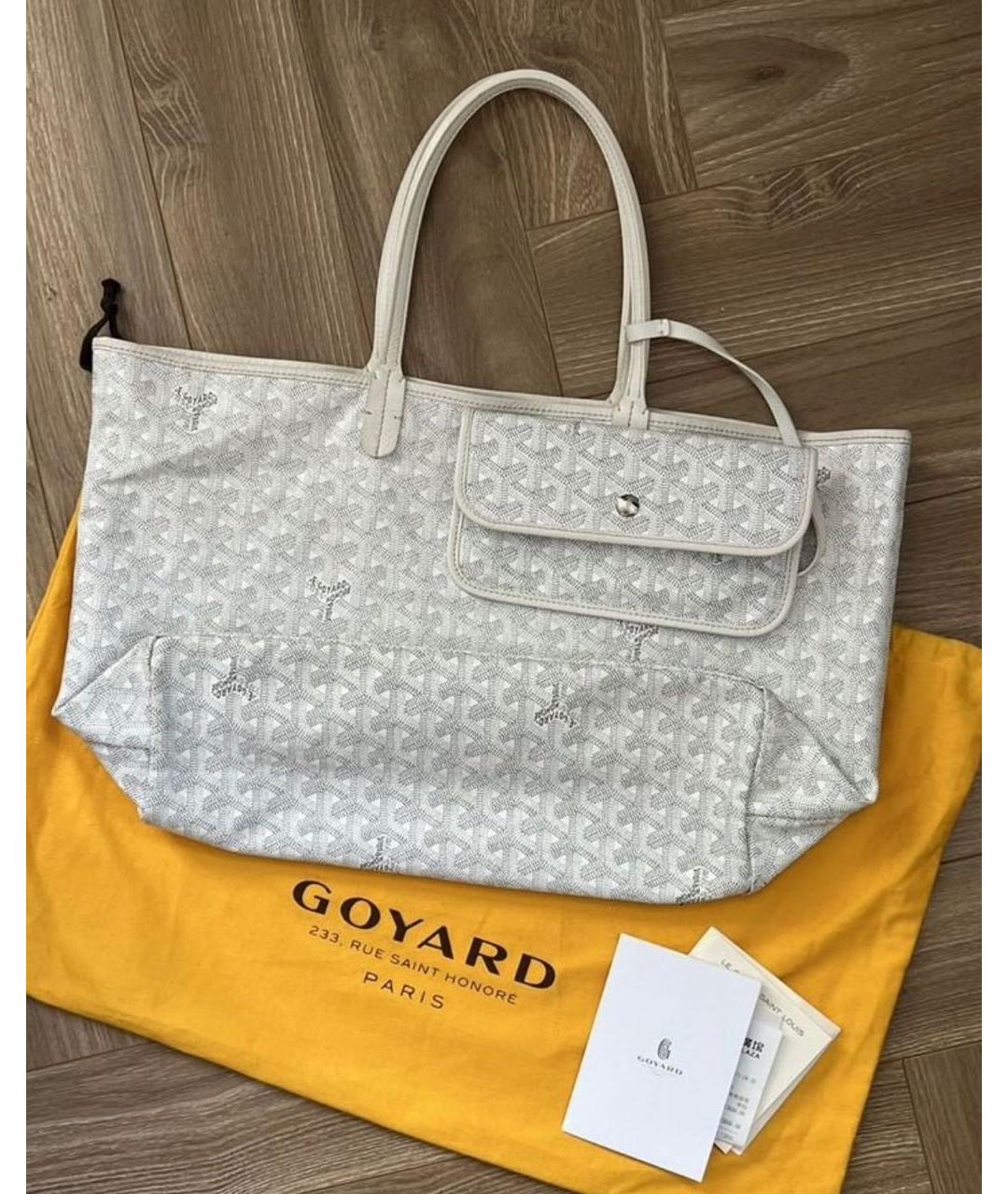 GOYARD Белая кожаная сумка тоут, фото 9