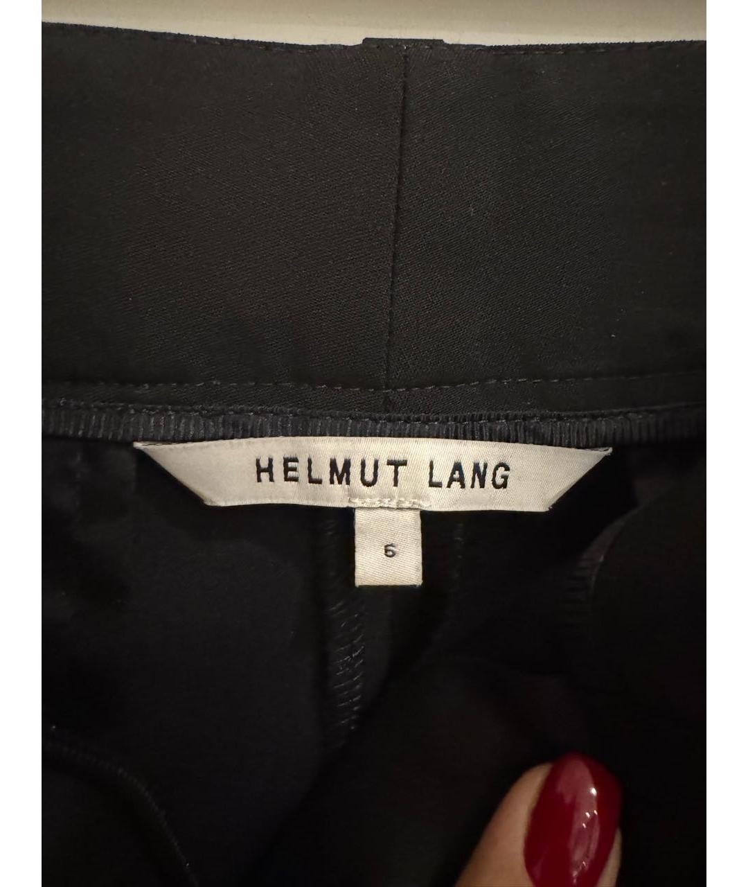 HELMUT LANG Черные шерстяные прямые брюки, фото 3