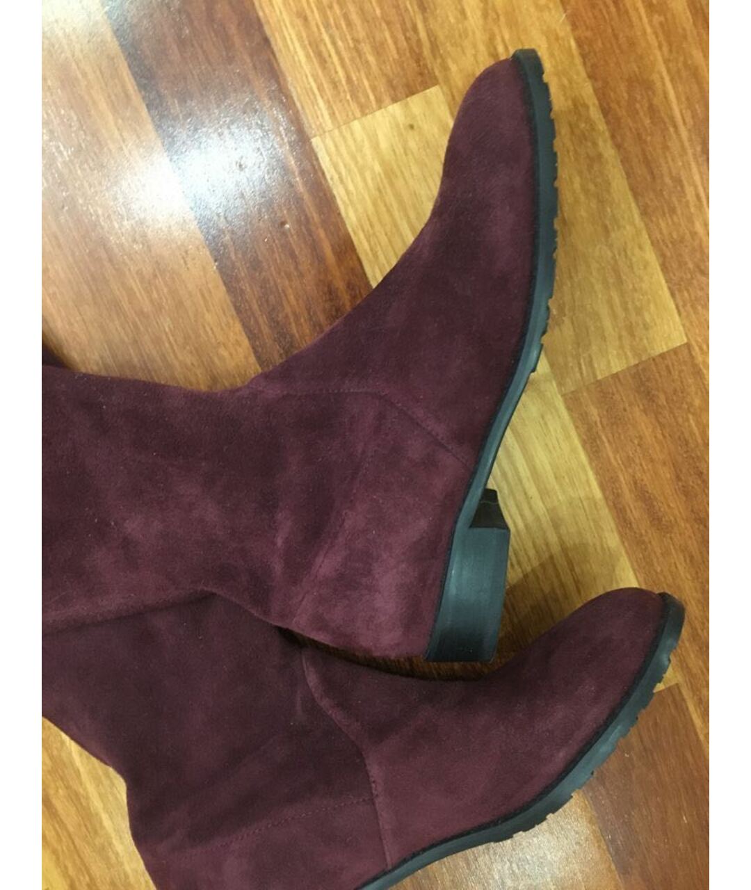 STUART WEITZMAN Бордовые замшевые ботфорты, фото 4