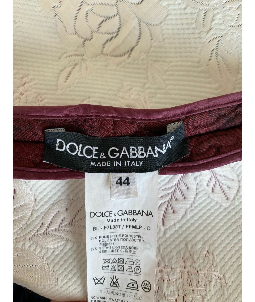 DOLCE&GABBANA Бордовая полиэстеровая футболка, фото 5