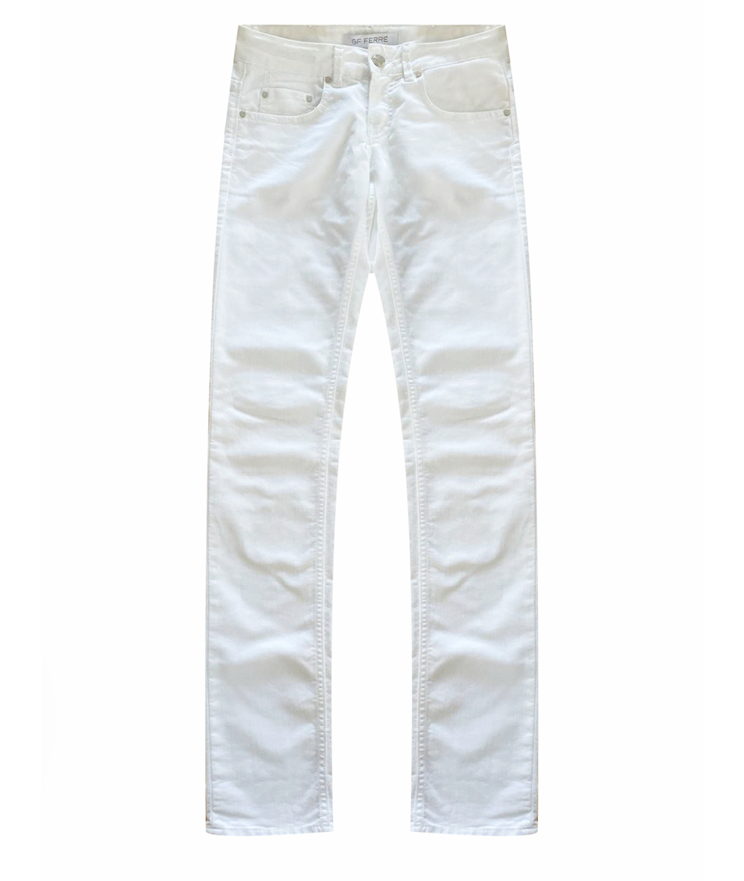 GIANFRANCO FERRE Белые хлопко-эластановые прямые джинсы, фото 1