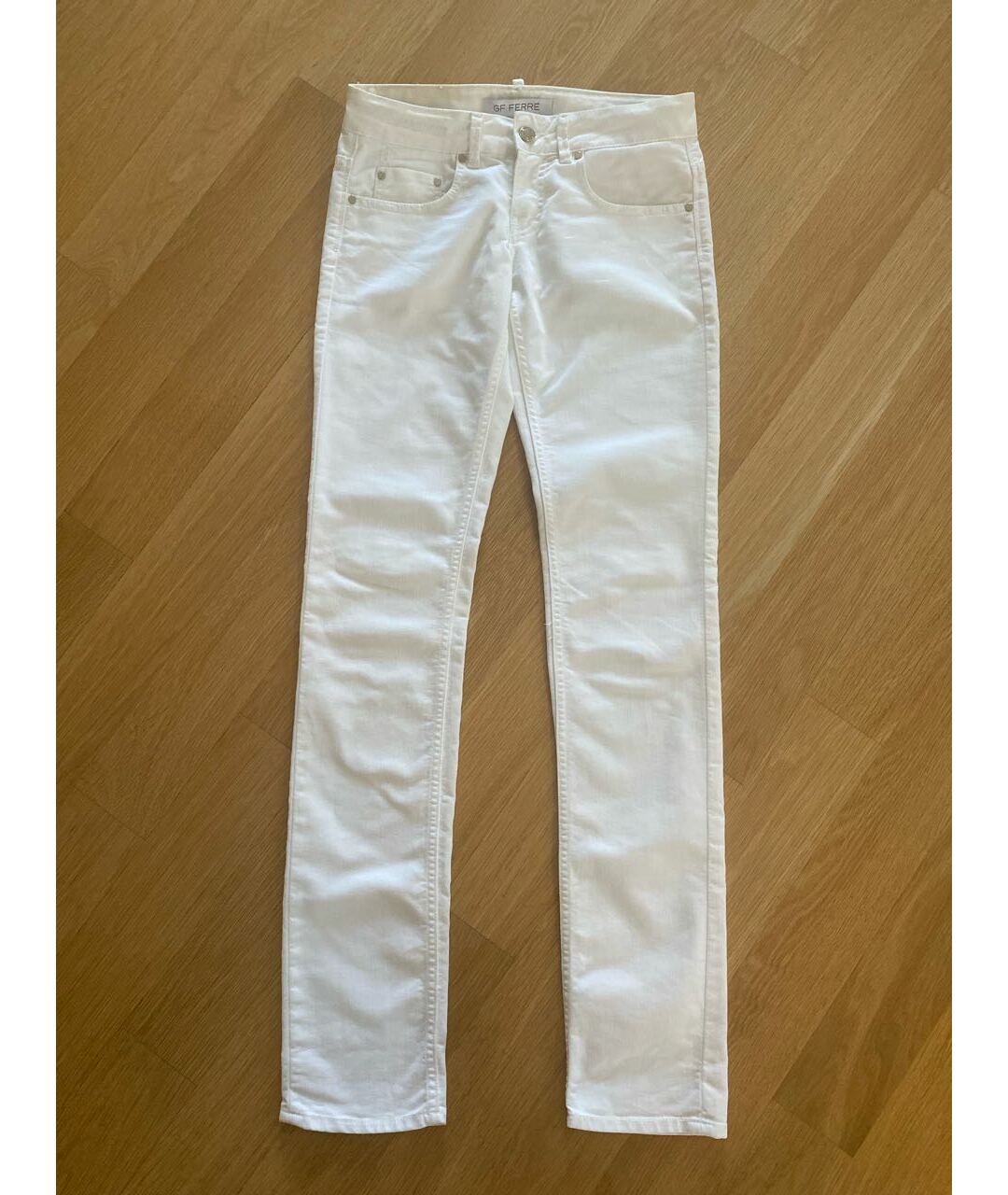 GIANFRANCO FERRE Белые хлопко-эластановые прямые джинсы, фото 7