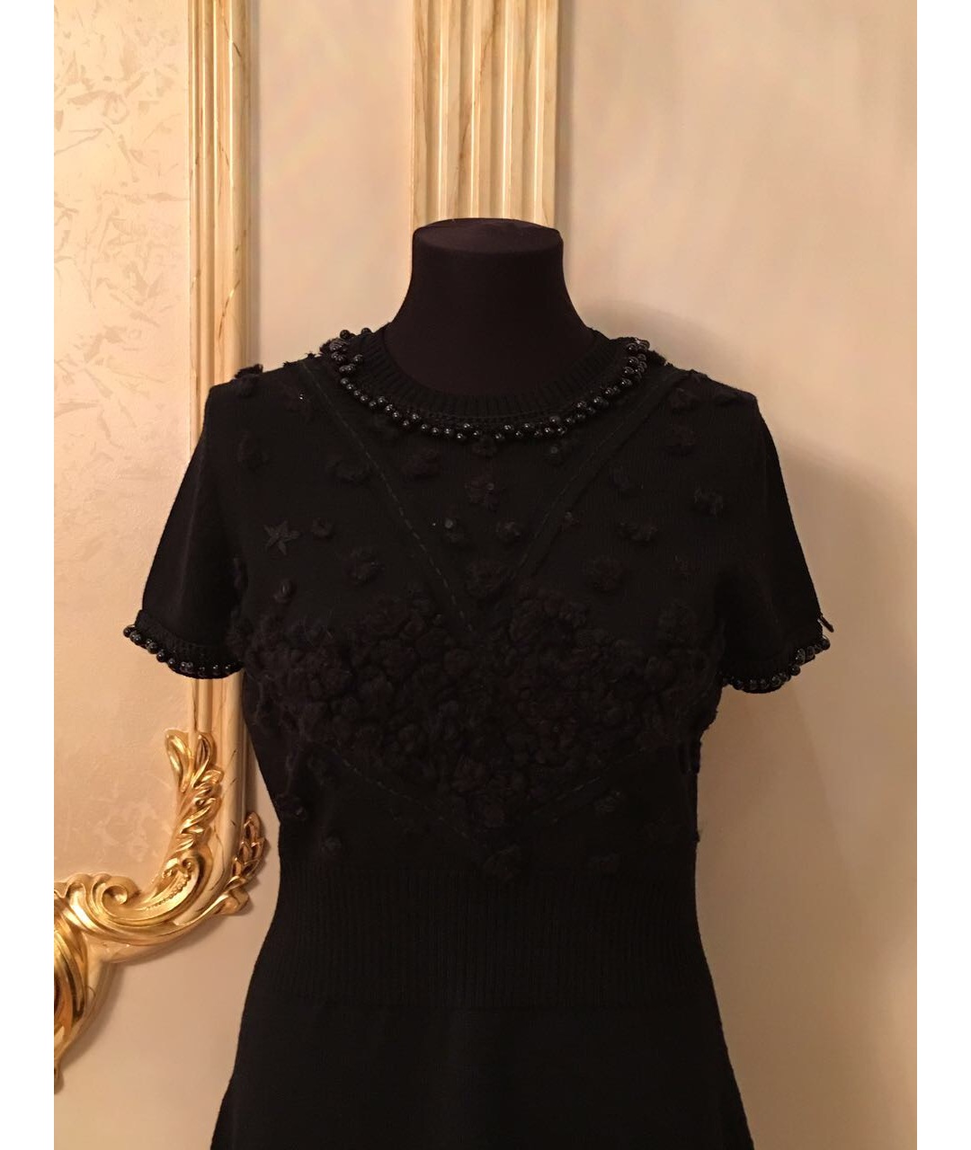 CHANEL PRE-OWNED Черное шерстяное повседневное платье, фото 3