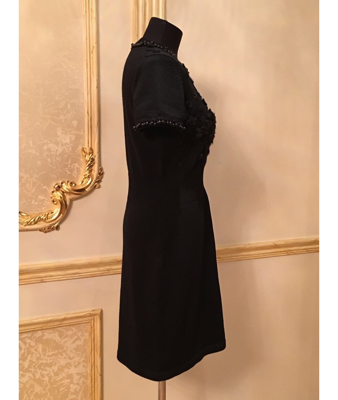 CHANEL PRE-OWNED Черное шерстяное повседневное платье, фото 4