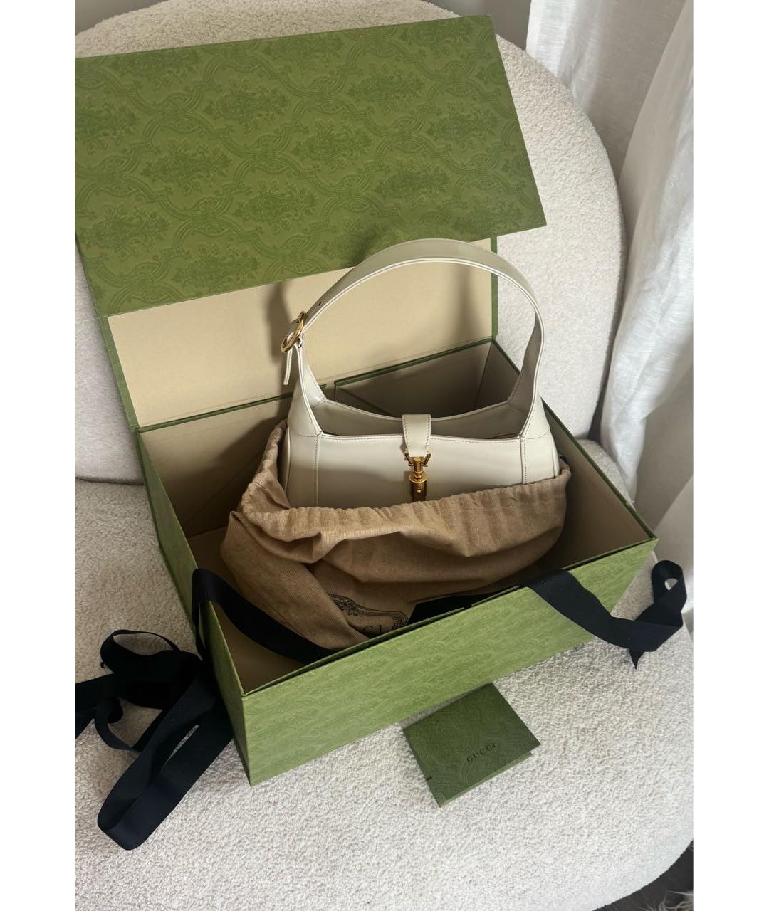 GUCCI Белая кожаная сумка через плечо, фото 7