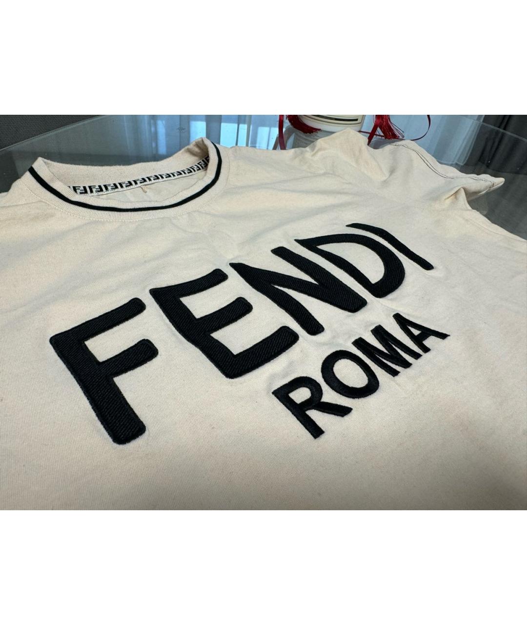 FENDI Бежевая вискозная футболка, фото 3