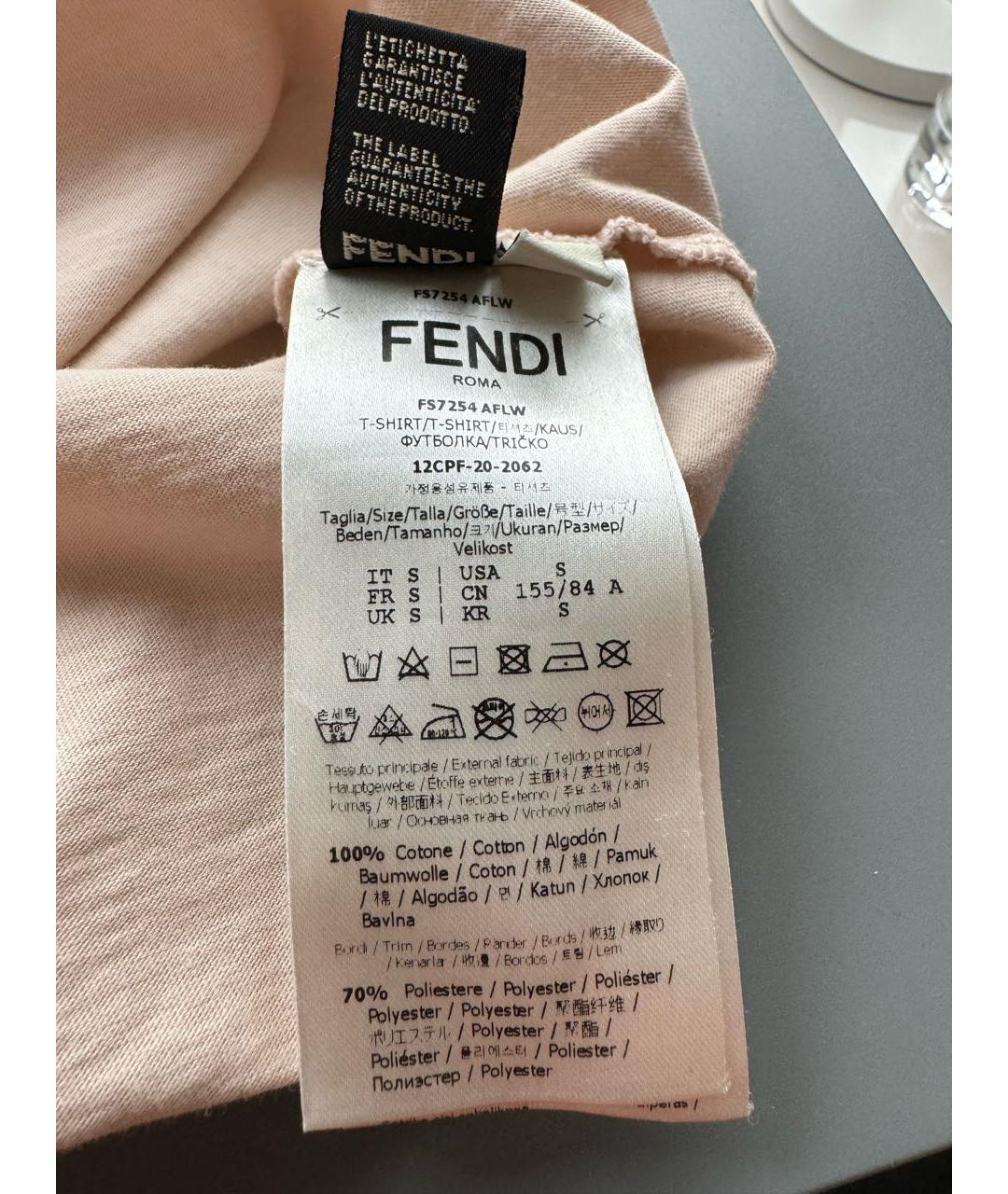 FENDI Бежевая вискозная футболка, фото 5