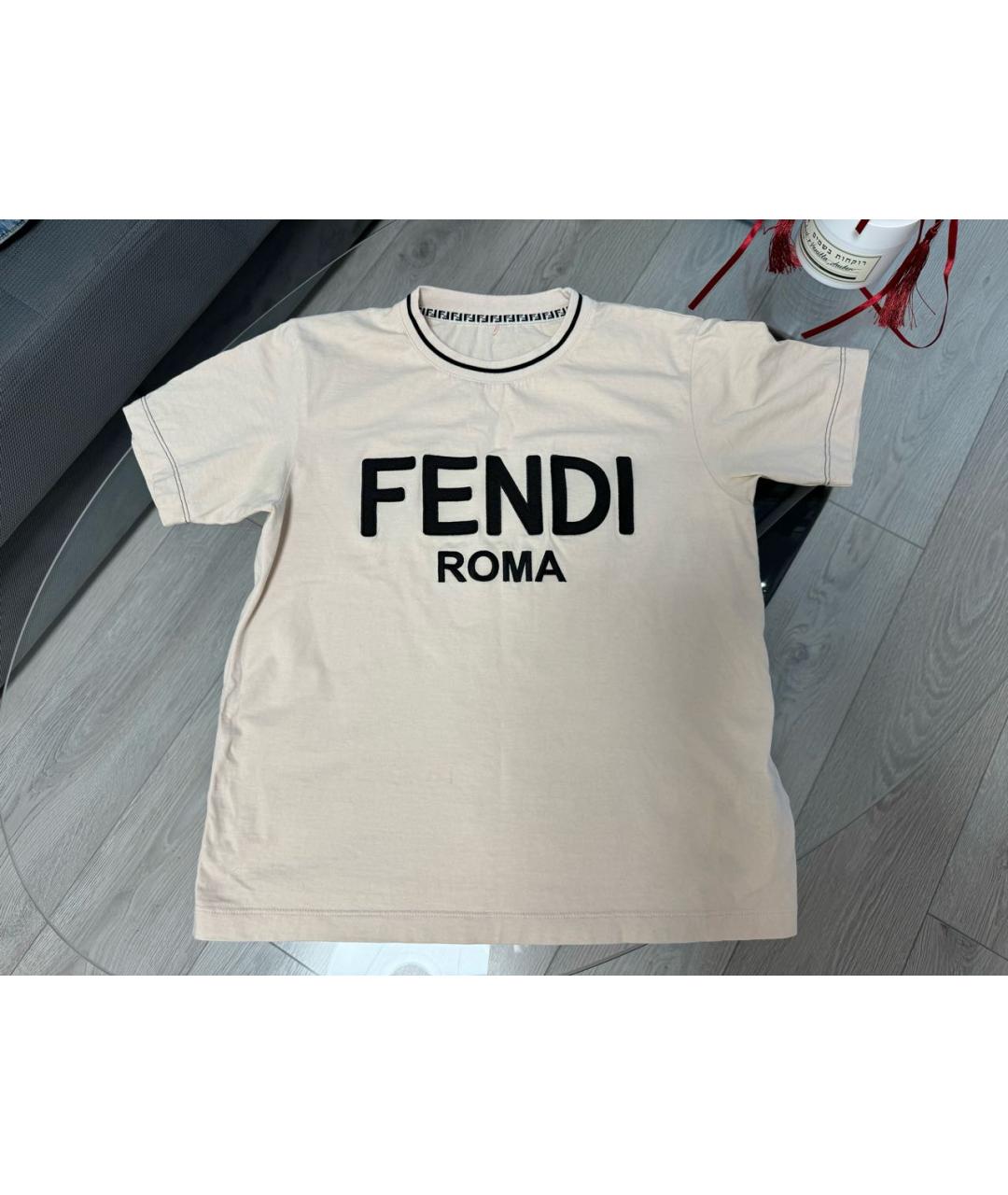 FENDI Бежевая вискозная футболка, фото 8