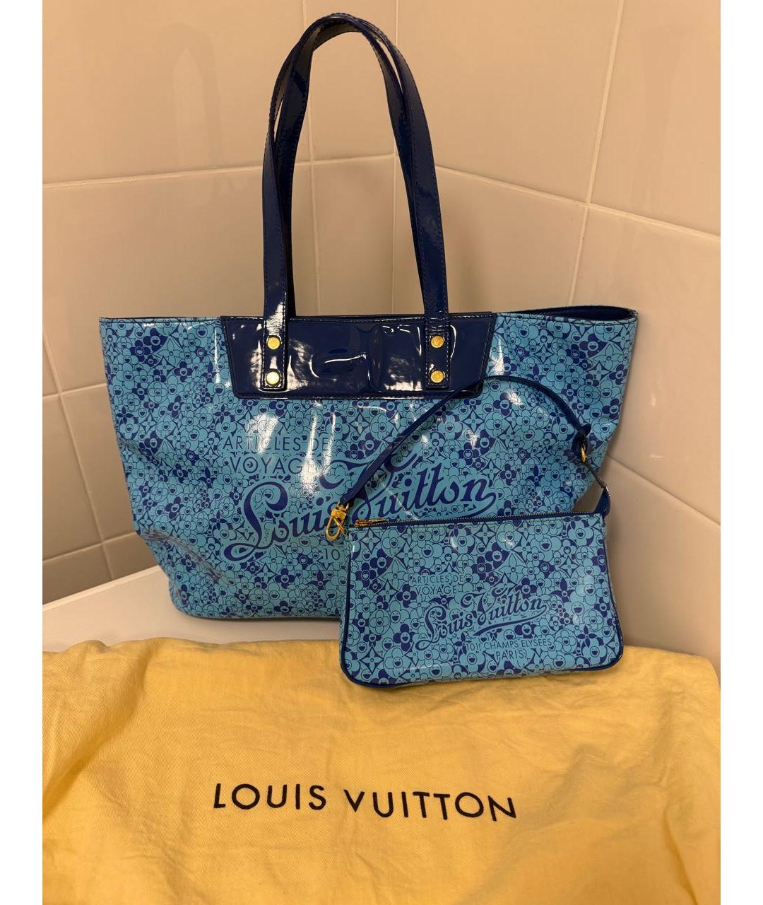 LOUIS VUITTON Голубая сумка тоут, фото 9