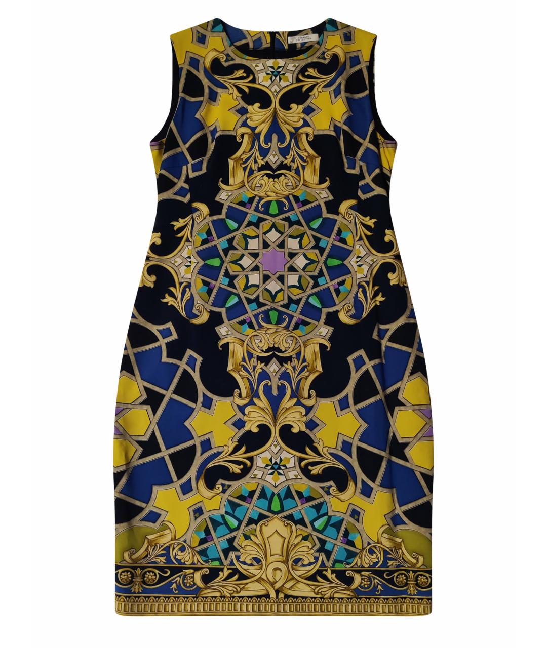 VERSACE Желтое хлопковое коктейльное платье, фото 1