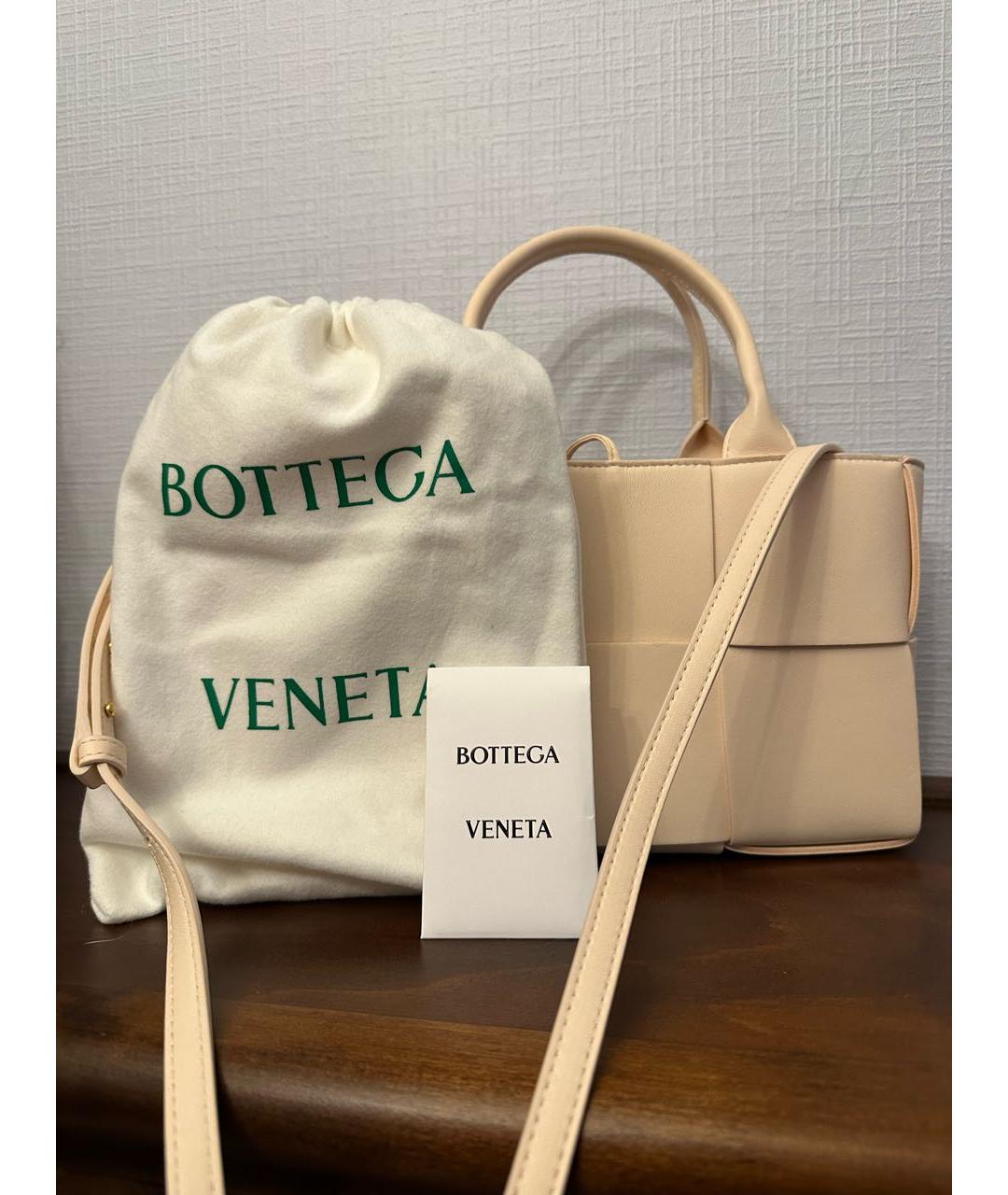 BOTTEGA VENETA Бежевая кожаная сумка через плечо, фото 8