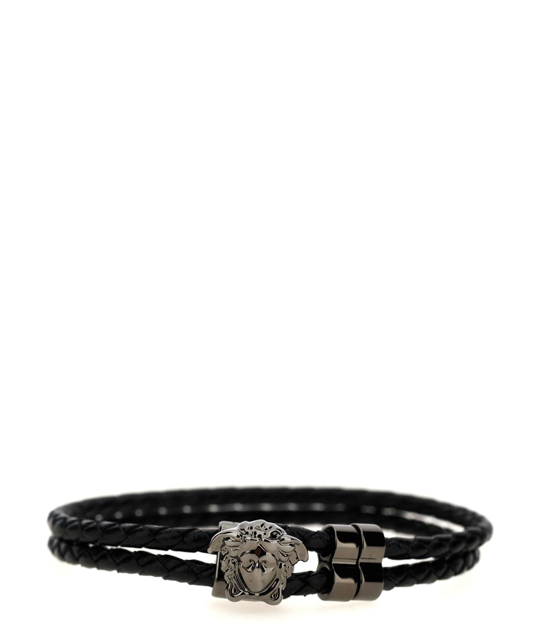 VERSACE Черный кожаный браслет, фото 1