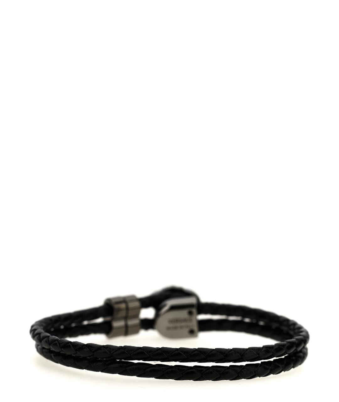 VERSACE Черный кожаный браслет, фото 2
