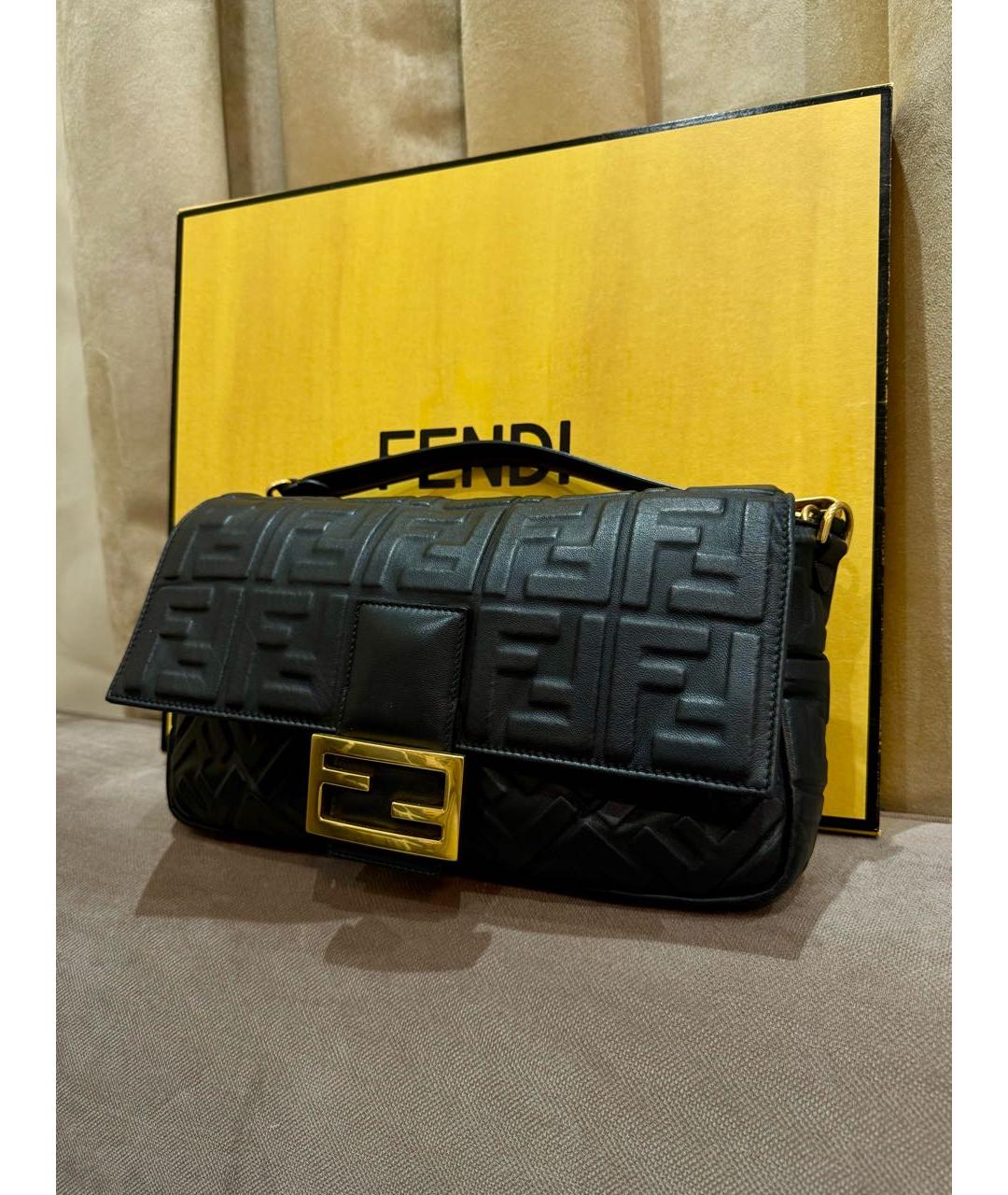 FENDI Черная кожаная сумка через плечо, фото 4