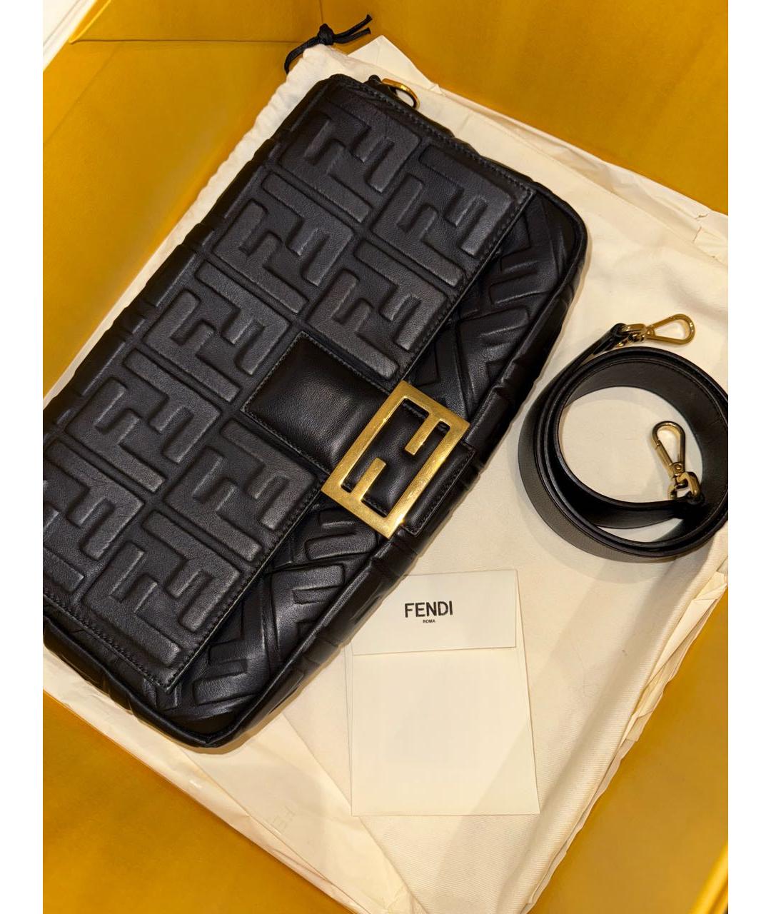 FENDI Черная кожаная сумка через плечо, фото 2