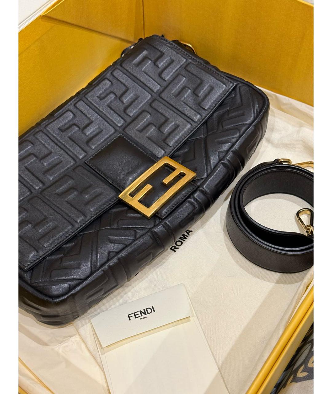 FENDI Черная кожаная сумка через плечо, фото 5