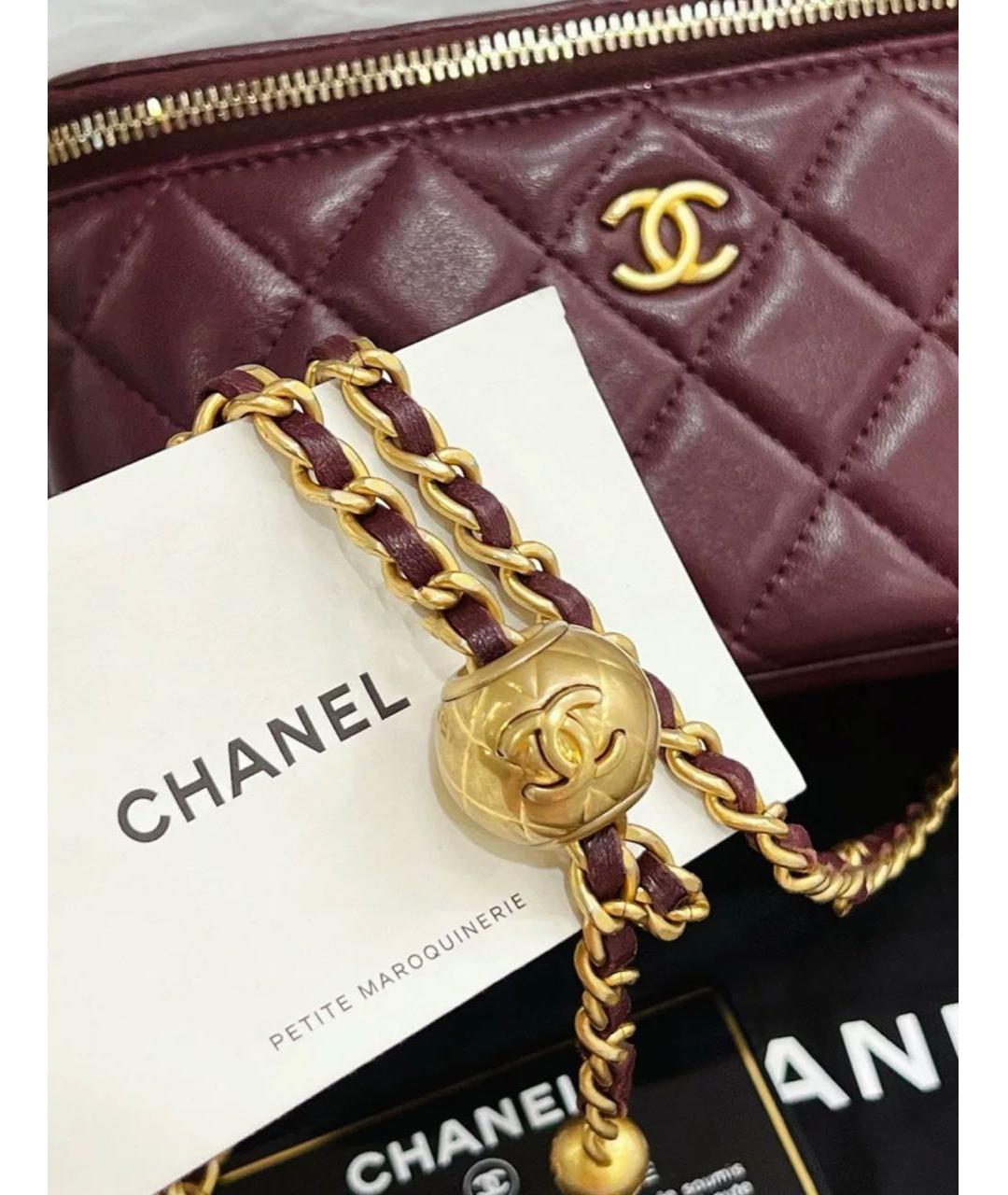 CHANEL Бордовая кожаная сумка через плечо, фото 5