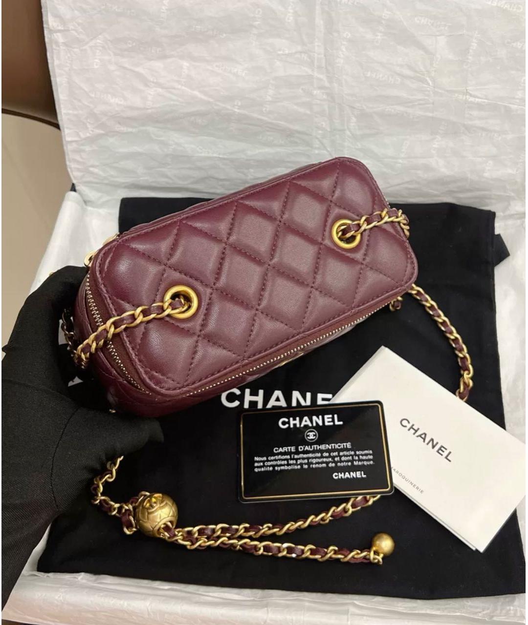 CHANEL Бордовая кожаная сумка через плечо, фото 4