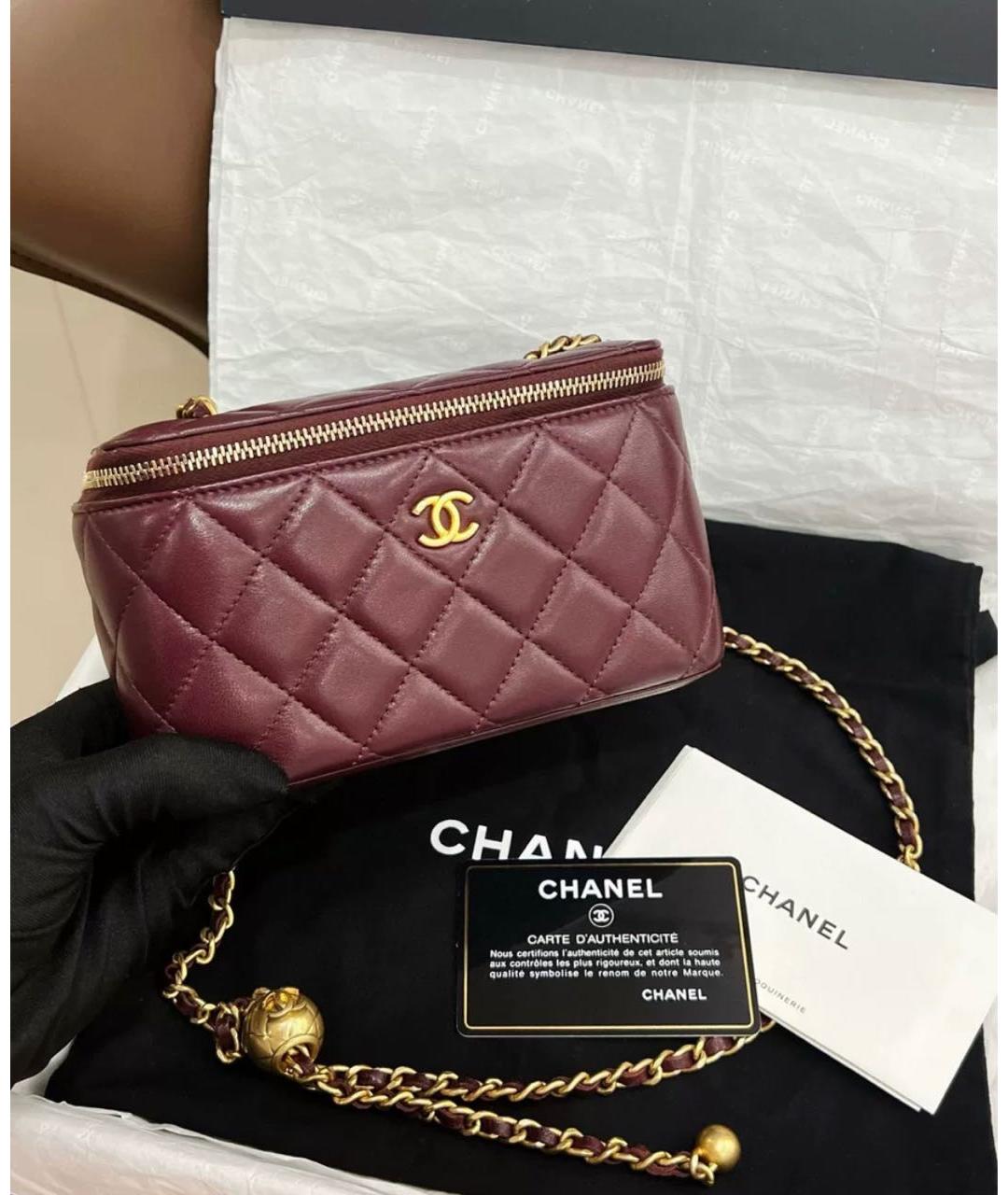 CHANEL Бордовая кожаная сумка через плечо, фото 3