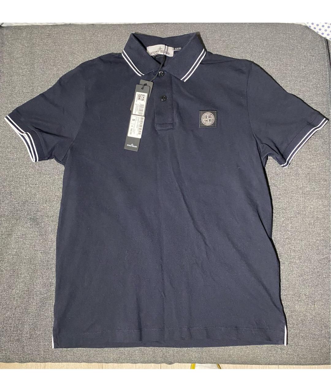 STONE ISLAND Темно-синее хлопковое поло с коротким рукавом, фото 5