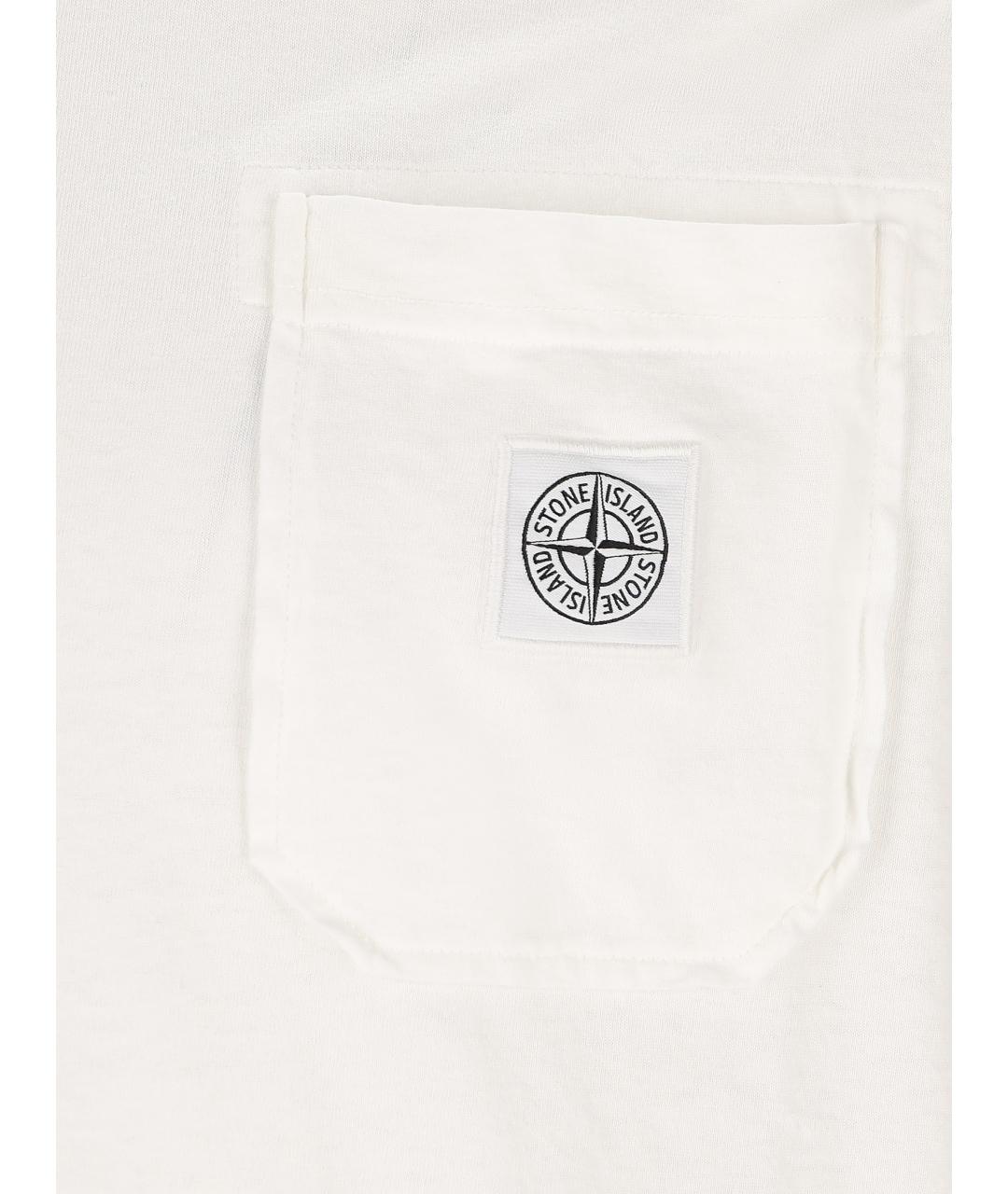 STONE ISLAND Белая хлопковая футболка, фото 2