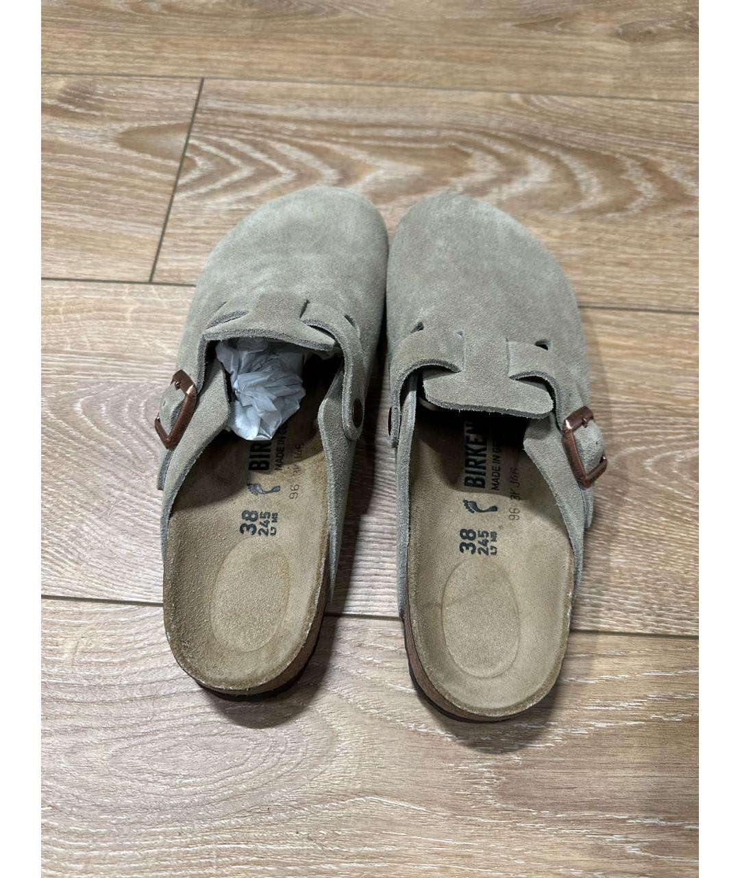 BIRKENSTOCK Бежевые замшевые сабо, фото 3