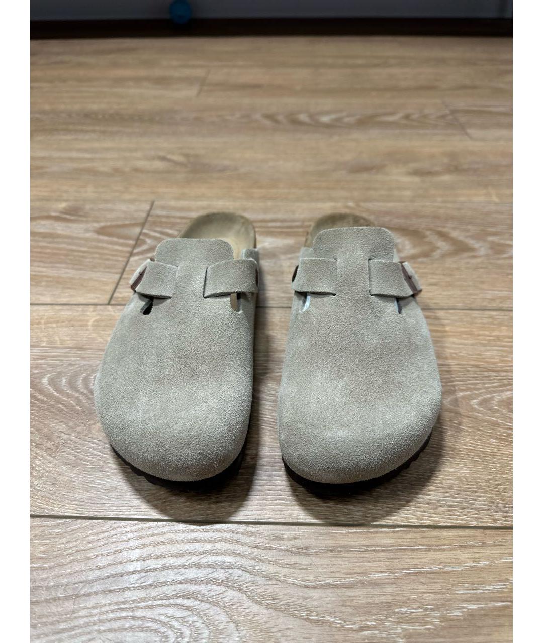 BIRKENSTOCK Бежевые замшевые сабо, фото 2