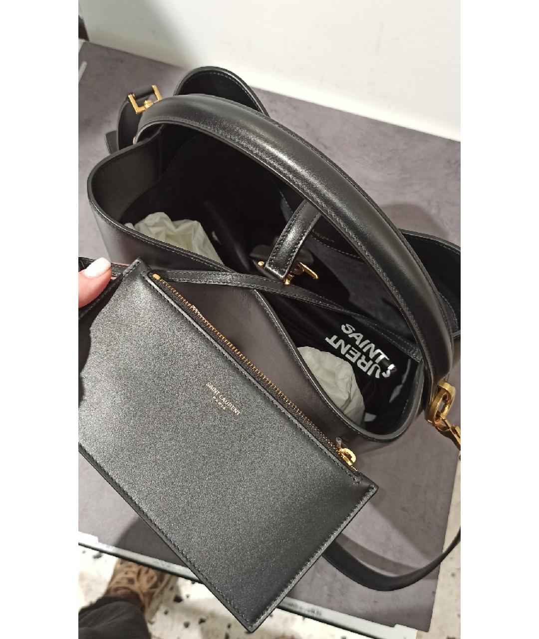 SAINT LAURENT Черная кожаная сумка с короткими ручками, фото 6