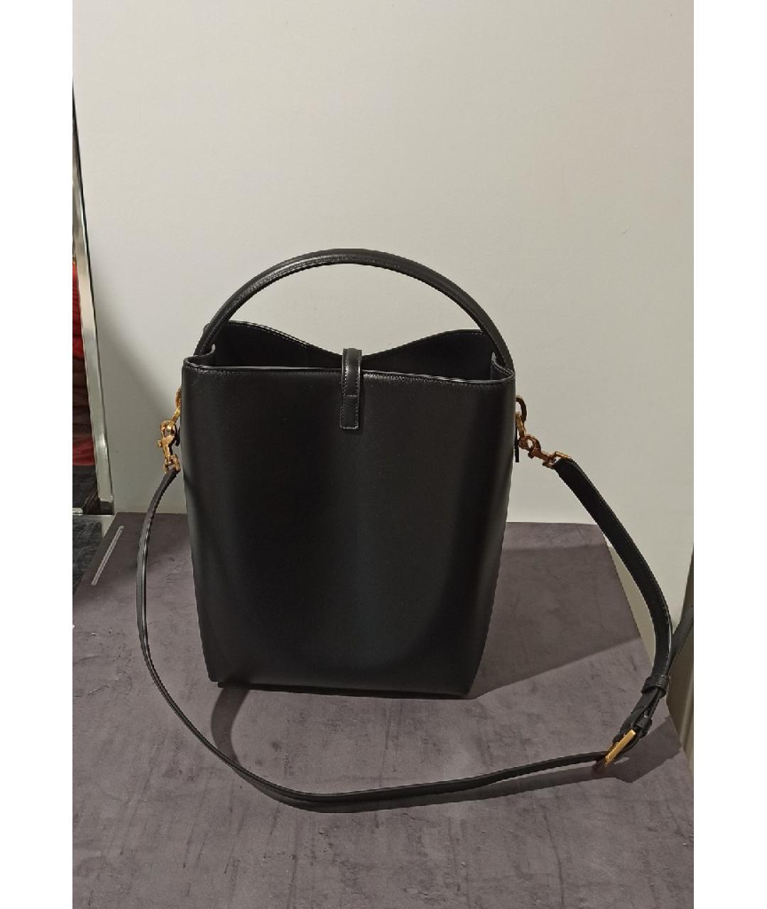 SAINT LAURENT Черная кожаная сумка с короткими ручками, фото 4