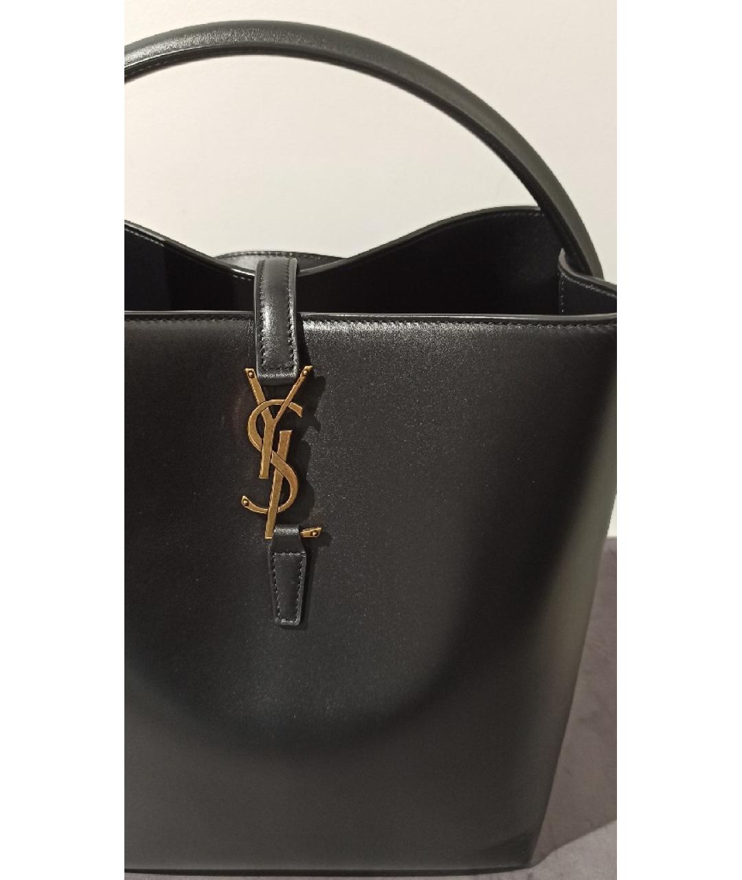 SAINT LAURENT Черная кожаная сумка с короткими ручками, фото 2