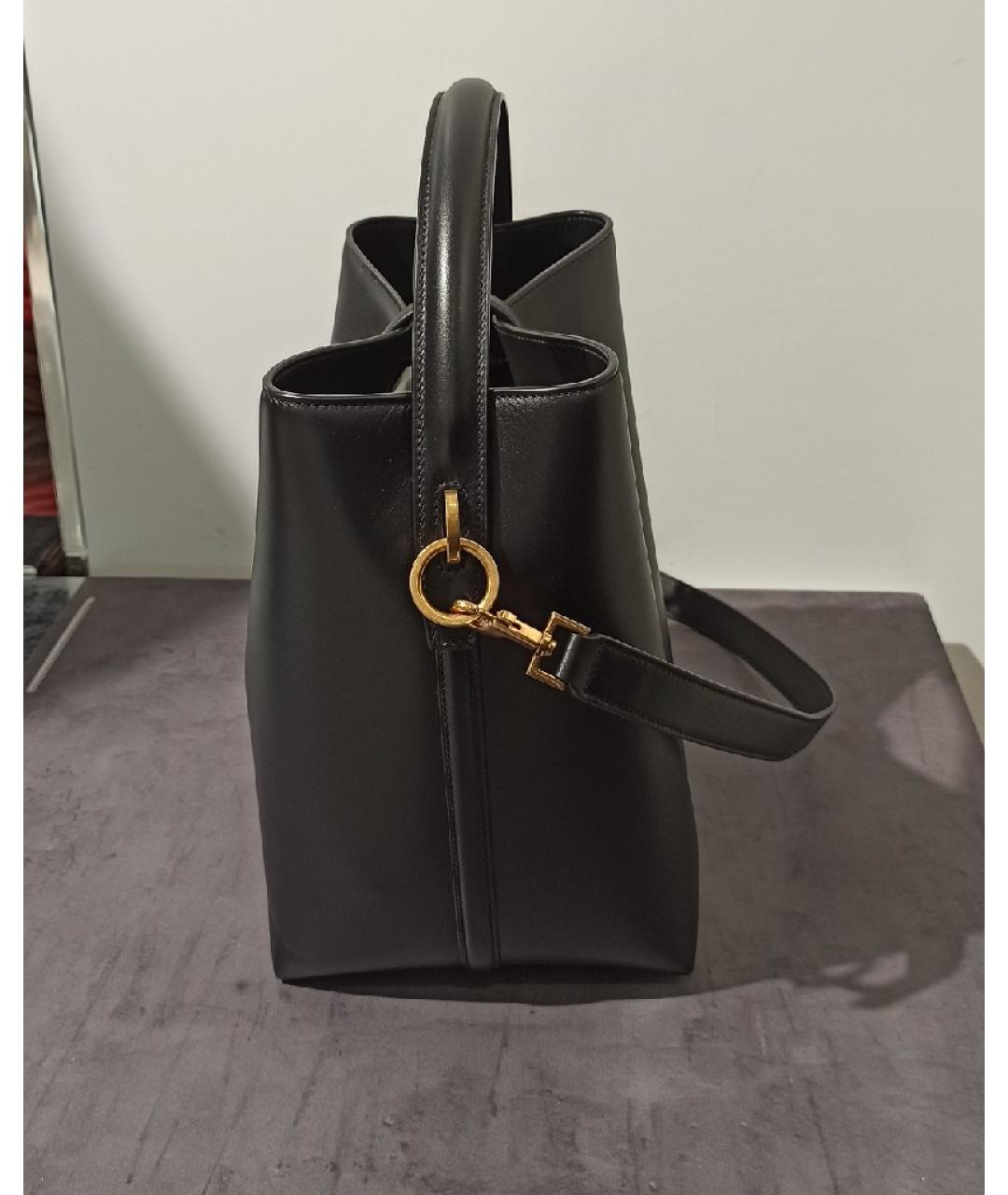 SAINT LAURENT Черная кожаная сумка с короткими ручками, фото 3