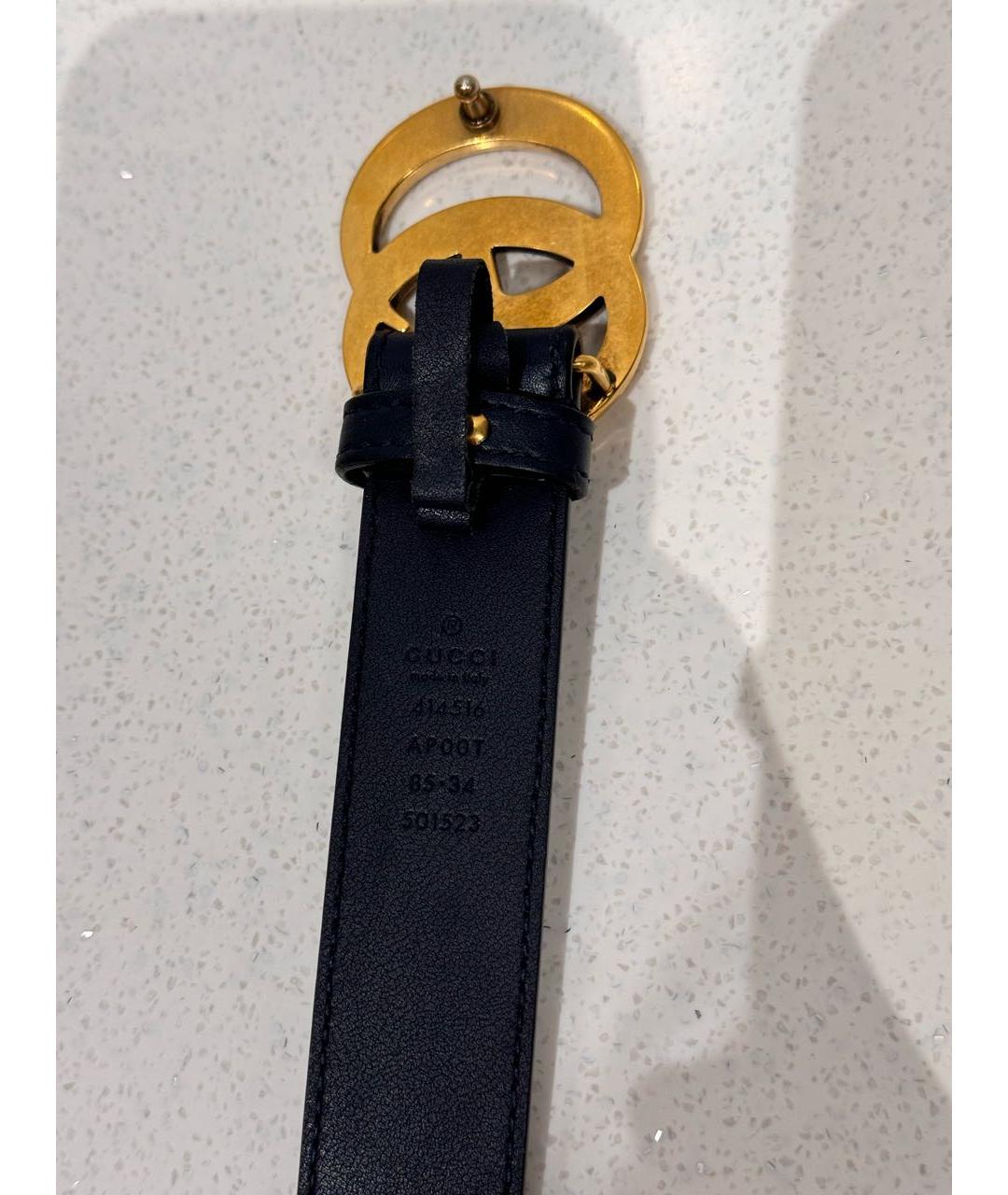 GUCCI Темно-синий кожаный ремень, фото 2