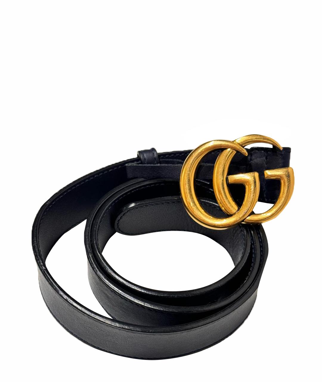 GUCCI Темно-синий кожаный ремень, фото 1