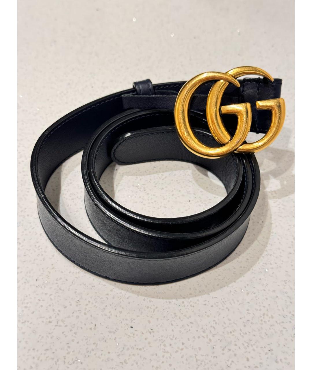 GUCCI Темно-синий кожаный ремень, фото 8