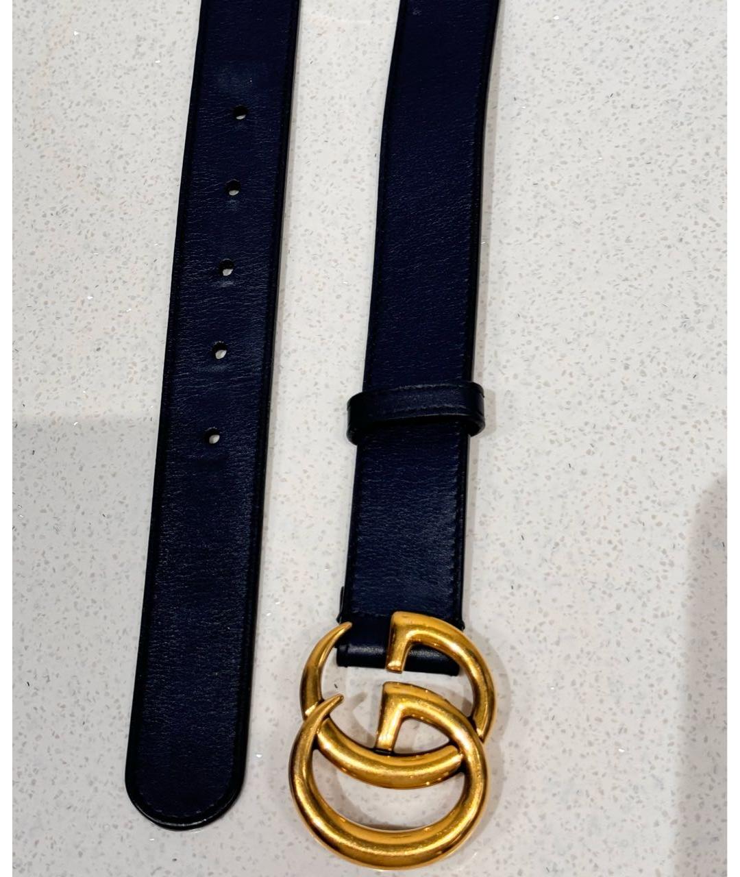 GUCCI Темно-синий кожаный ремень, фото 3