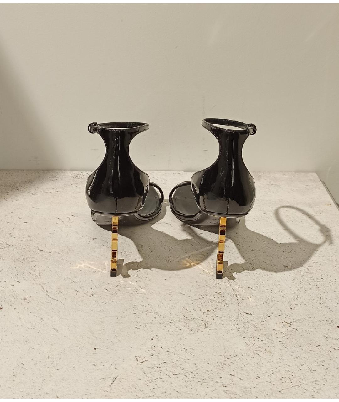 SAINT LAURENT Черные босоножки из лакированной кожи, фото 3