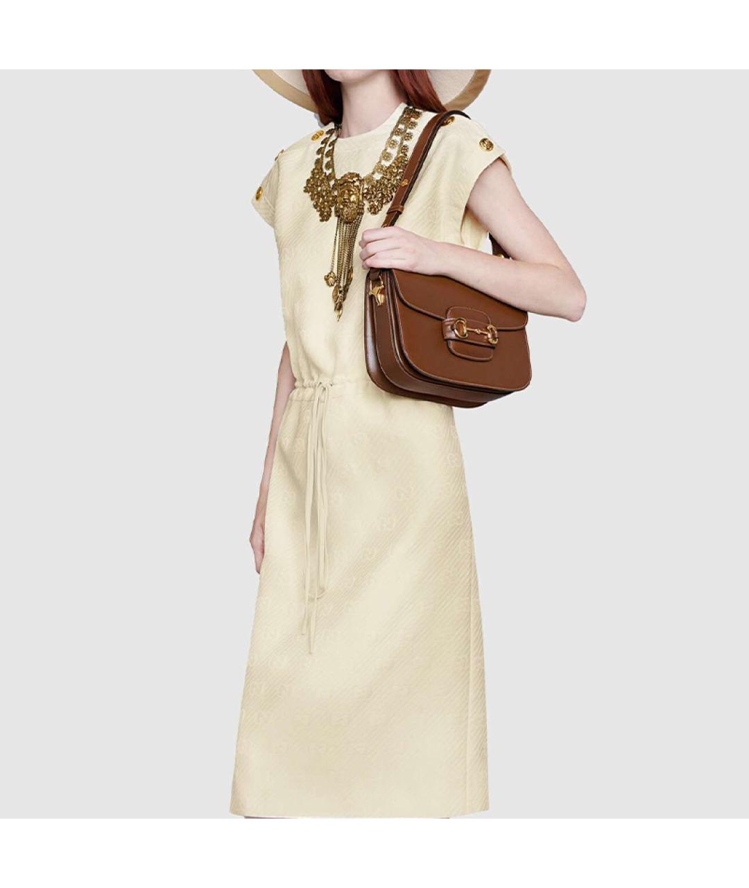 GUCCI Коричневая кожаная сумка через плечо, фото 9