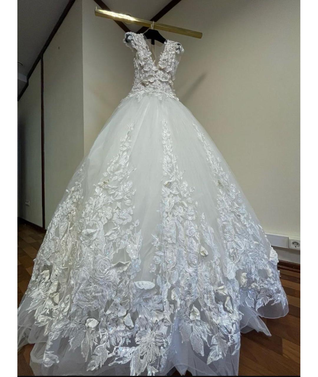 ZUHAIR MURAD Белое кружевное свадебное платье, фото 3