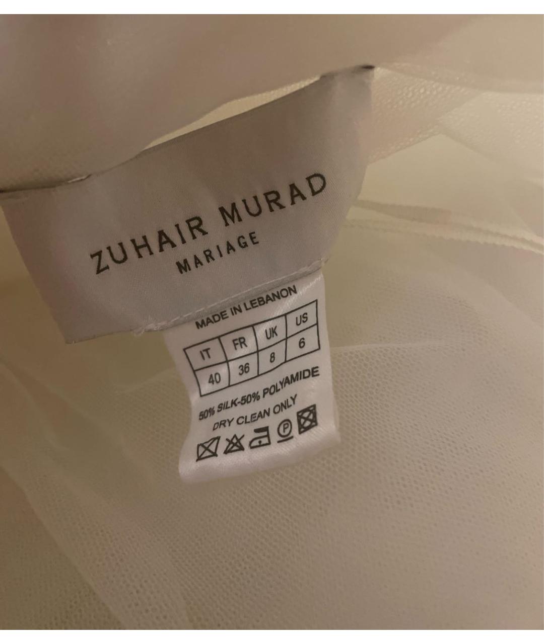 ZUHAIR MURAD Белое кружевное свадебное платье, фото 4