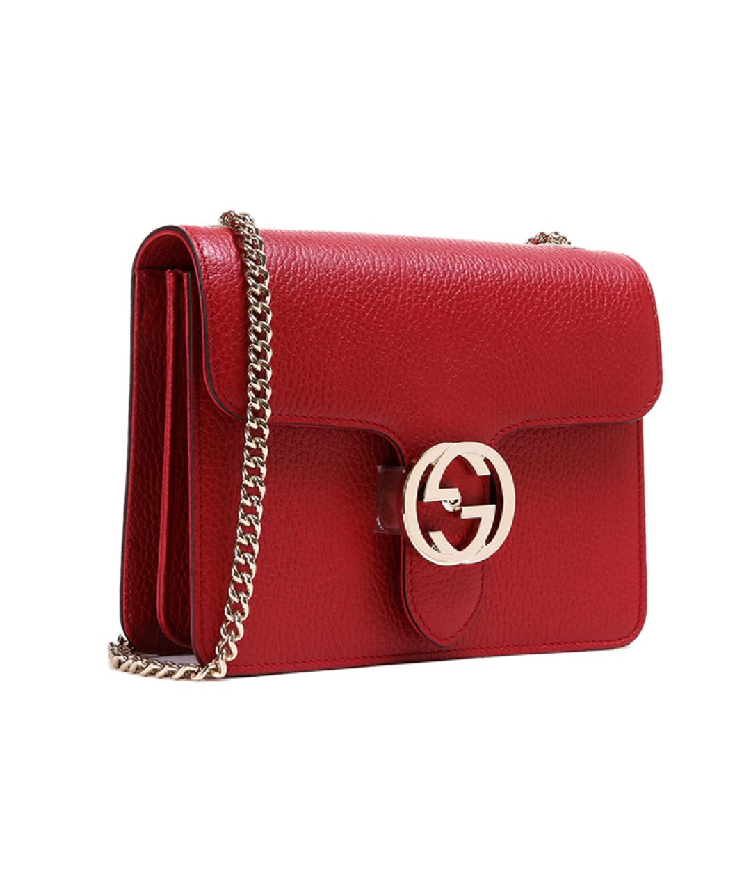 GUCCI Красная кожаная сумка через плечо, фото 5