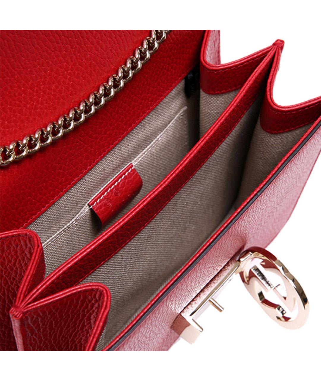 GUCCI Красная кожаная сумка через плечо, фото 6